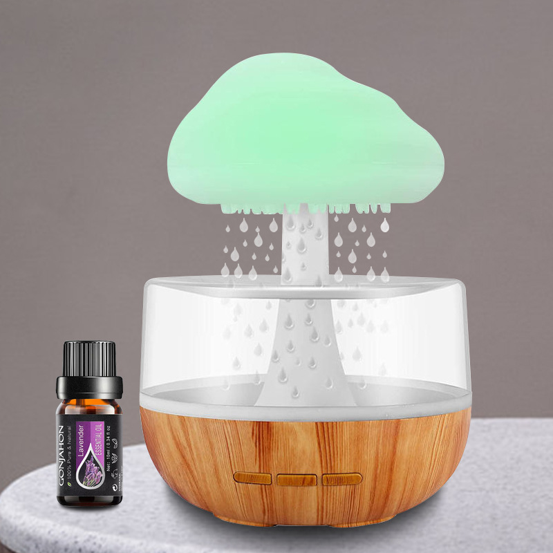 Cross-Border Hot Colorful Gradient Ambience Light Rain Cloud Humidifier Mushroom Lamp Bedroom Decoration Raindrop Clouds Aroma Diffuser