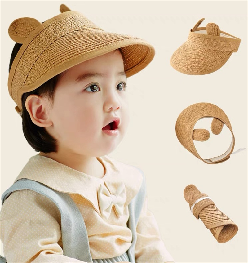 Cross-Border Baby Hat Summer Folding Super Cute Boys and Girls Straw Hat Baby Sunhat Sun Hat Children's Sun Hat