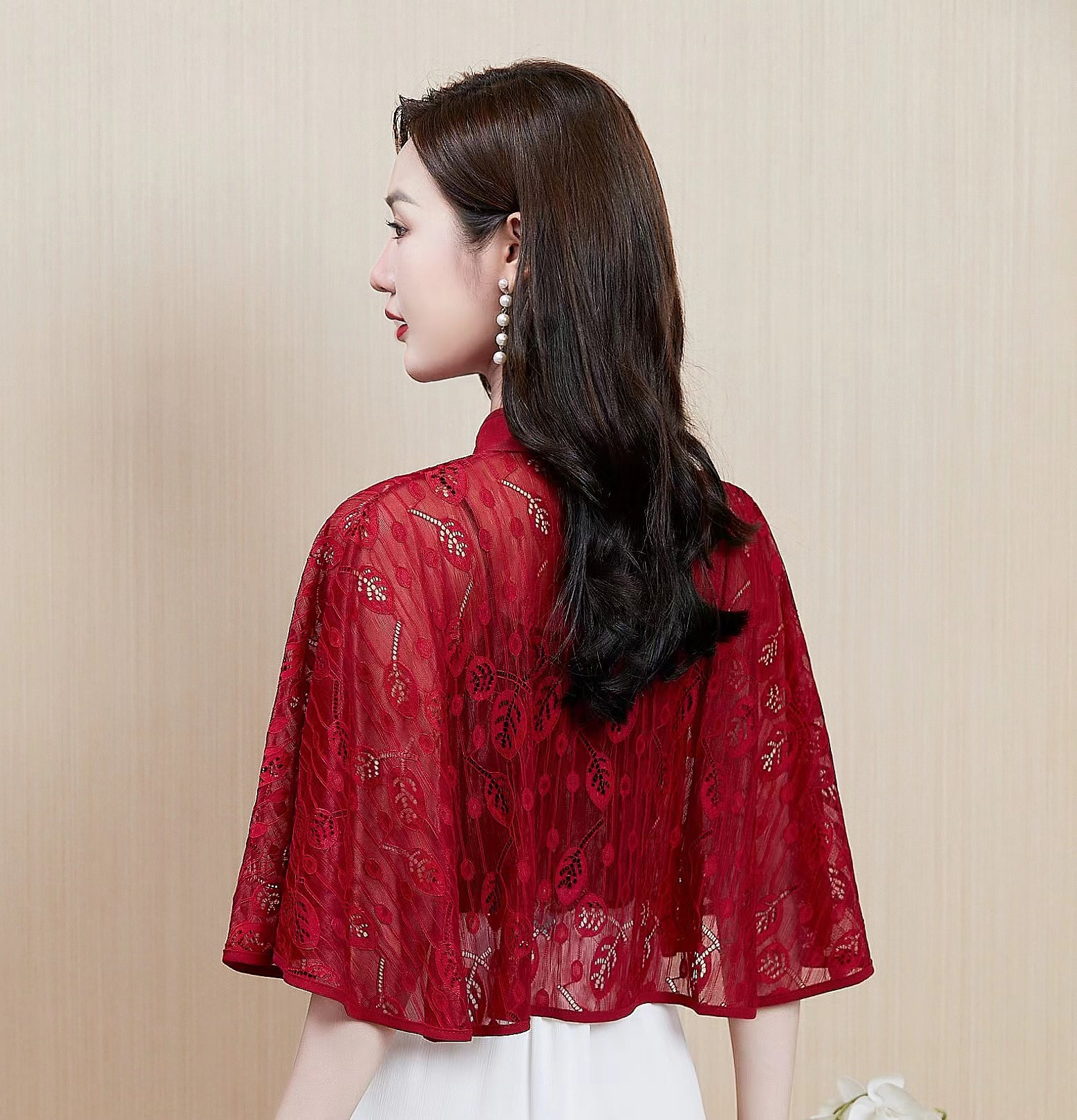 旗袍小披肩夏季配裙子薄款蕾丝外套斗篷披风外搭开衫短款防晒衣女