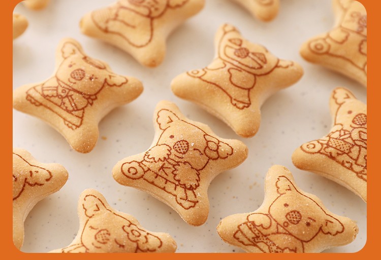 泰国lotte乐天小熊饼干巧克力牛奶味儿童卡通印花零食夹心饼干37g