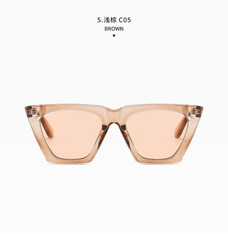 新款倒梯形网红ins太阳镜男女时尚街拍墨镜欧美糖果色直檐框眼镜