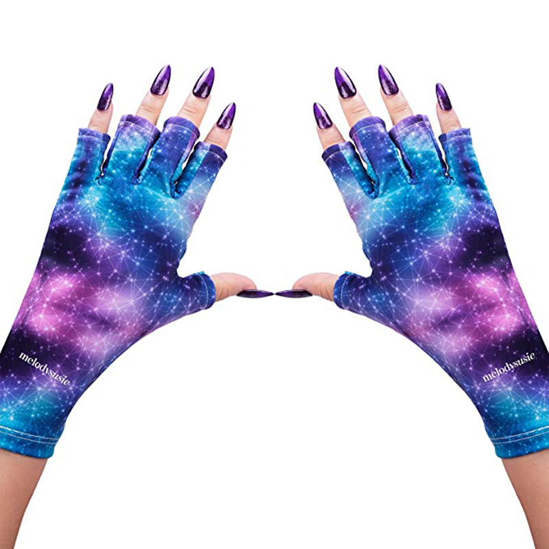 New Sunscreen Gloves Women's Fashion Multi-Color Nail Gloves Open Finger UV Protection Nail Special Half Finger Gloves