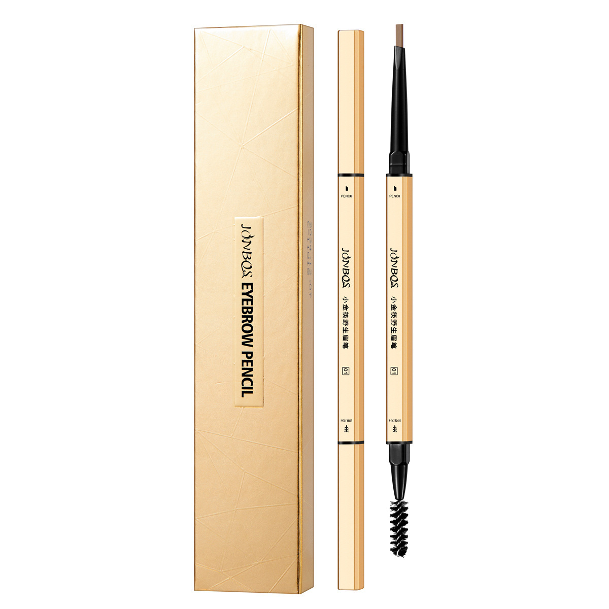 Jiao Bo Si Jonbos Small Gold Chopsticks Wild Eyebrow Pencil Waterproof Sweat-Proof Discoloration Resistant Automatic Rotating Triangle Eyebrow Pencil