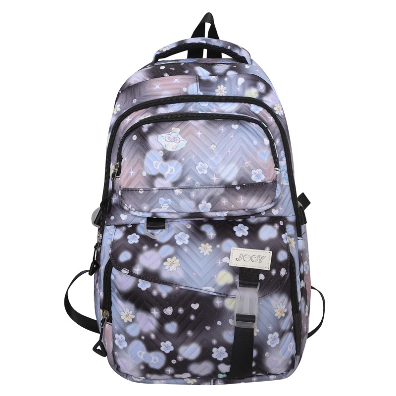 Autumn and Winter New Thickened Fabric Backpack Double Pocket Large Capacity Decompression College Students' Backpack Junior High School Lightweight School Bag