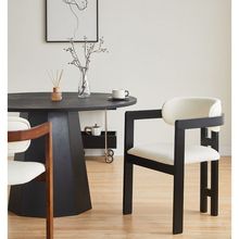 意式极简轻奢设计师实木餐椅家用简约现代茶椅餐厅高端餐桌椅书房