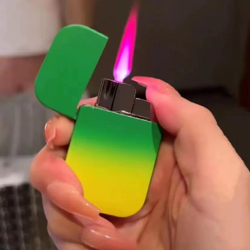 Tiktok Red Pink Flame Gas Lighter Metal Windproof Lighter Ins Style Hot Selling Lighter