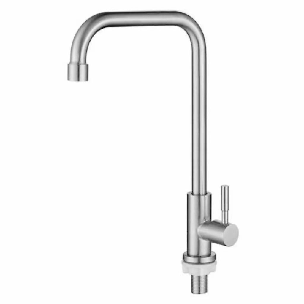 Single Cold Faucet Lengthened Foot Stainless Steel Faucet Kitchen Balcony Stainless Steel Single Faucet