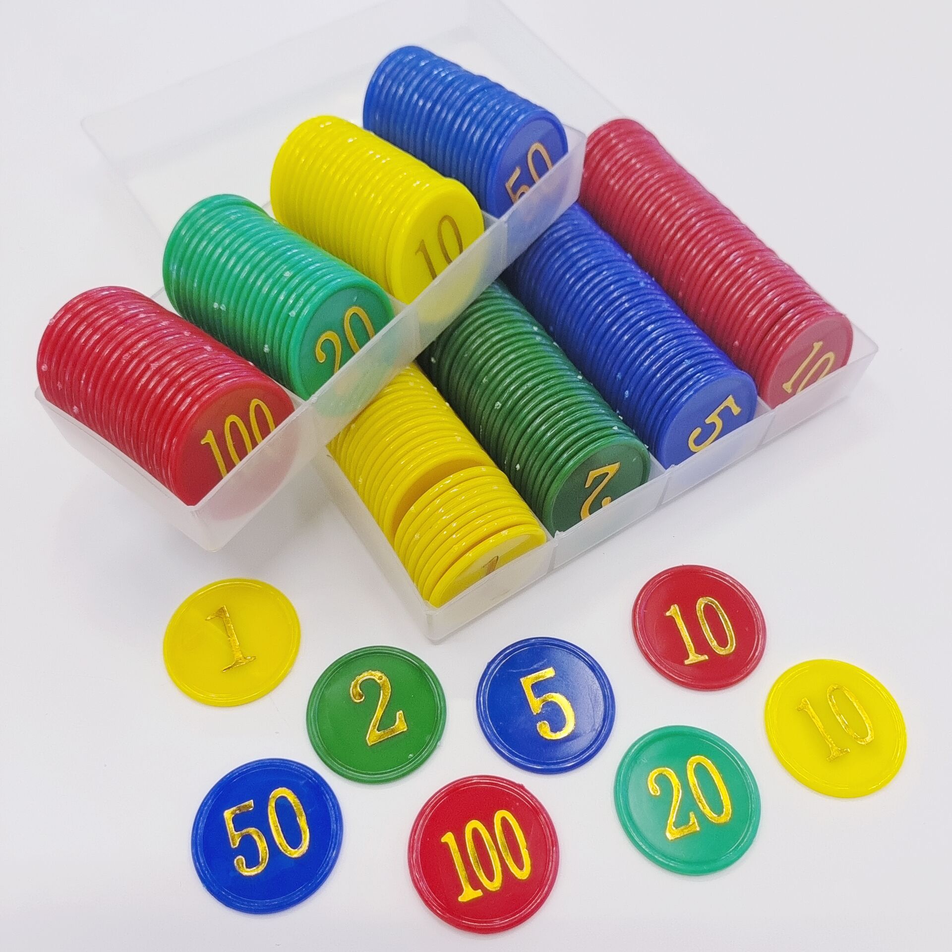 数字筹码 棋牌代币码 游戏早教数字道具 烫金筹码 印刷广告筹码