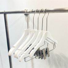 服装店专用纯白色女装实木衣架一体套装防滑衣撑裤夹批发制作logo