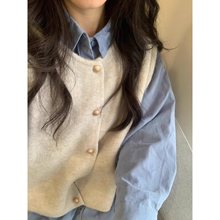 叠穿女款2025新款小金扣针织马甲背心女春秋外穿韩系宽松坎肩上衣