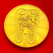 定制牙仙子镀金天使硬币 磨牙鼓励金币宝贝纪念章纪念币五角星币