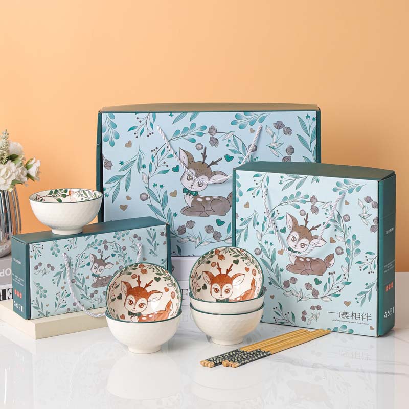 yi lu has your bowl and chopsticks suit gift bowl plate dish ceramic tableware company opening activity gift box