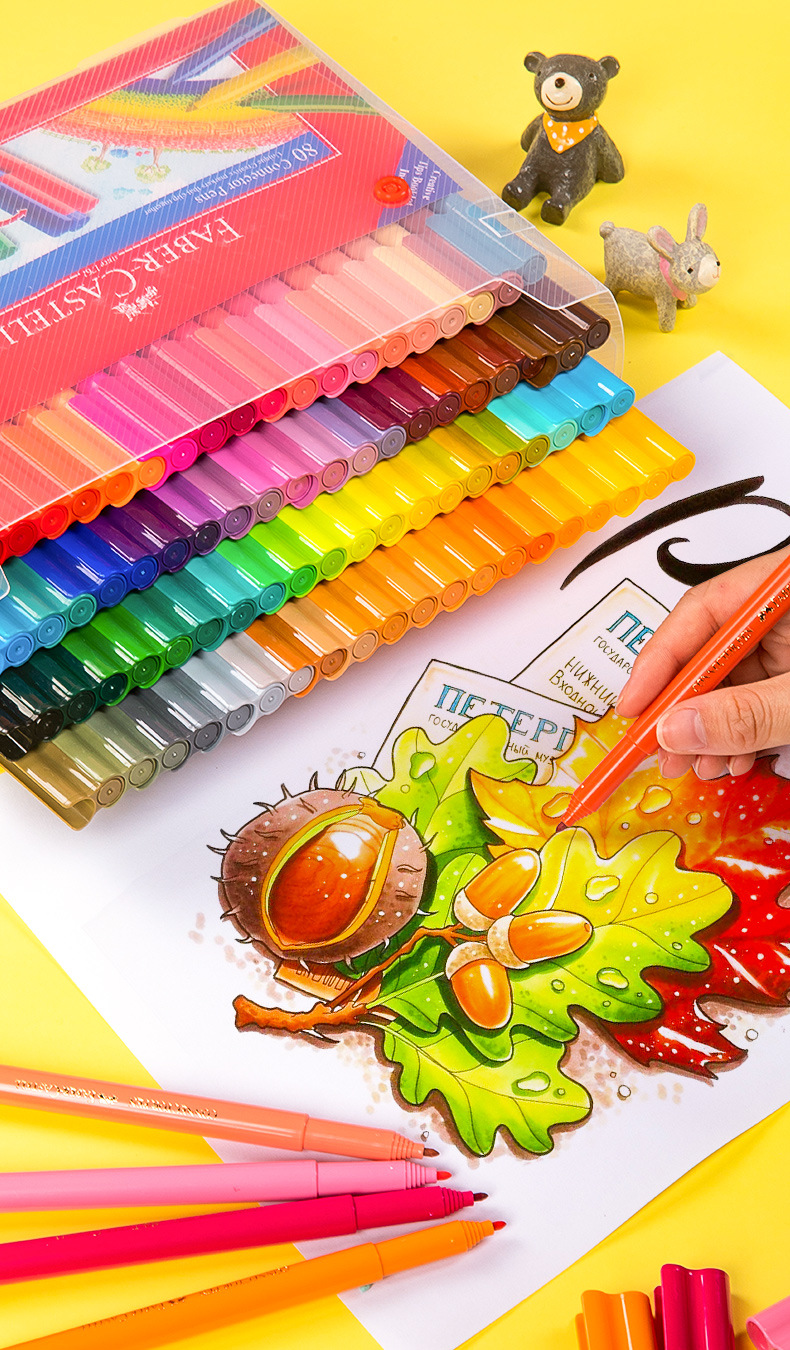 德国辉柏嘉水彩笔12色儿童积木彩色涂鸦文具音乐盒小汽车校车画笔