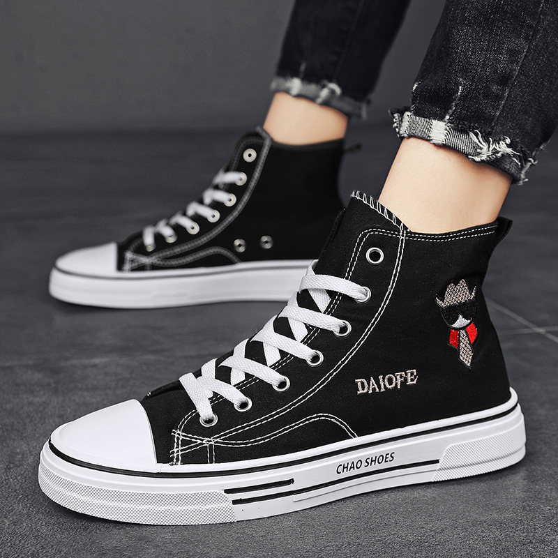 2023新款四季高帮男鞋百搭帆布鞋青少年时尚运动休闲鞋轻便板潮鞋