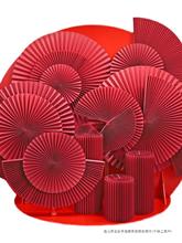 折纸扇中国风婚礼装饰半圆形扇子红色纸扇花婚房墙上饰品橱窗道具