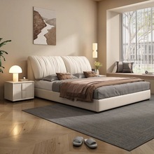 奶油风皮床1.8米双人软包床现代简约主卧1.5米储物小户型科技布床