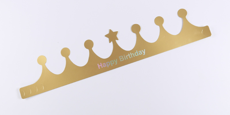 厂家金卡生日帽子纸质皇冠帽蛋糕店装饰用品成人儿童金卡生日帽