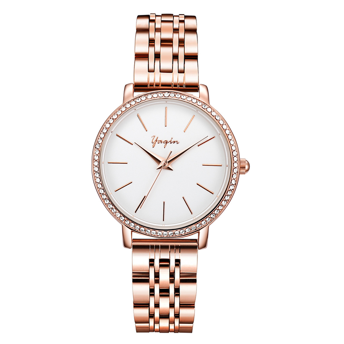 yaqin雅琴时装表超薄实心钢带皮带防水石英表7324