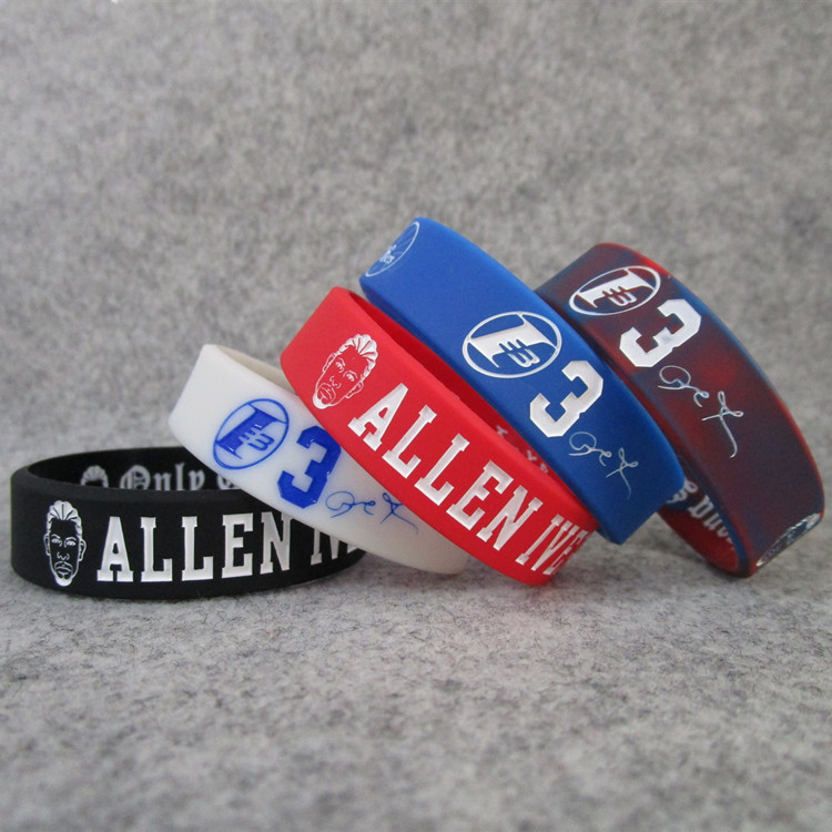 艾弗森头像运动手环硅胶夜光腕带加宽款饰