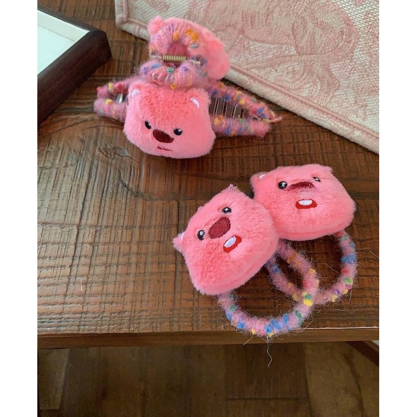 loopy小海狸发夹~粉色可爱少女心甜美抓夹发圈发绳头