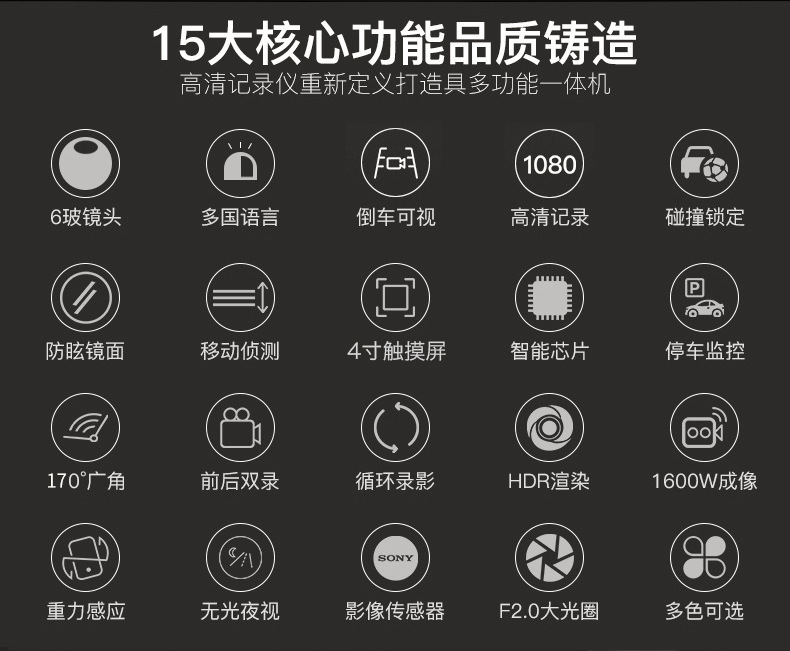 2022新款4寸触摸行车记录仪 cm-2高清广角迷你隐藏式一件代发