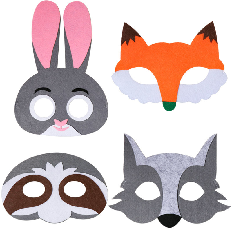12 Zodiac Cartoon Animal Felt Mask Halloween Day Performance Rabbit Fox Wolf Bear Non-Woven Mask Eye Mask