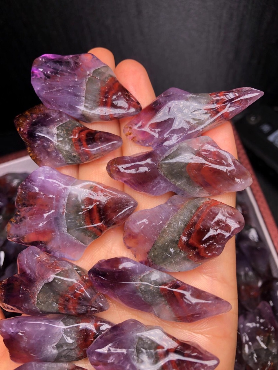 天然极光auralite23骨干水晶原矿原石摆件吊坠包含23种矿物质