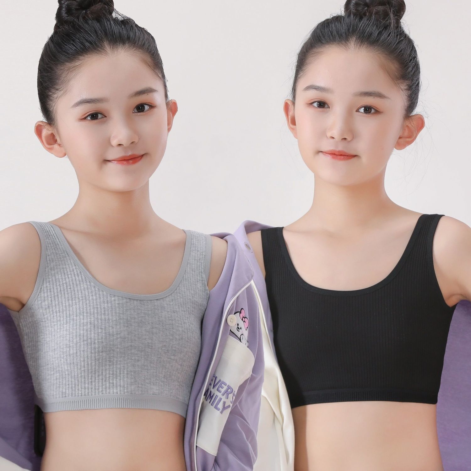 纯棉女童小背心少女发育期中大童女孩初中小学生内衣9-10-12-15岁