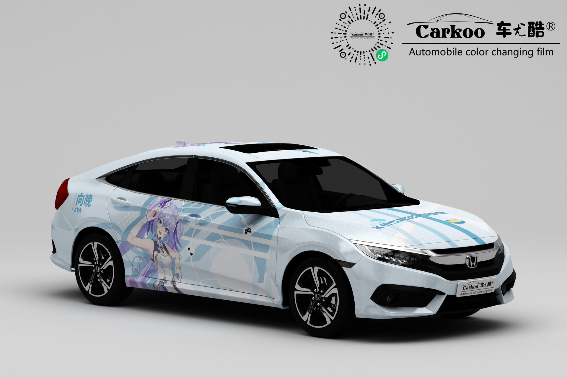 彩绘膜汽车改色膜 汽车涂鸦膜个性改装车渐变彩绘汽车卡通贴纸