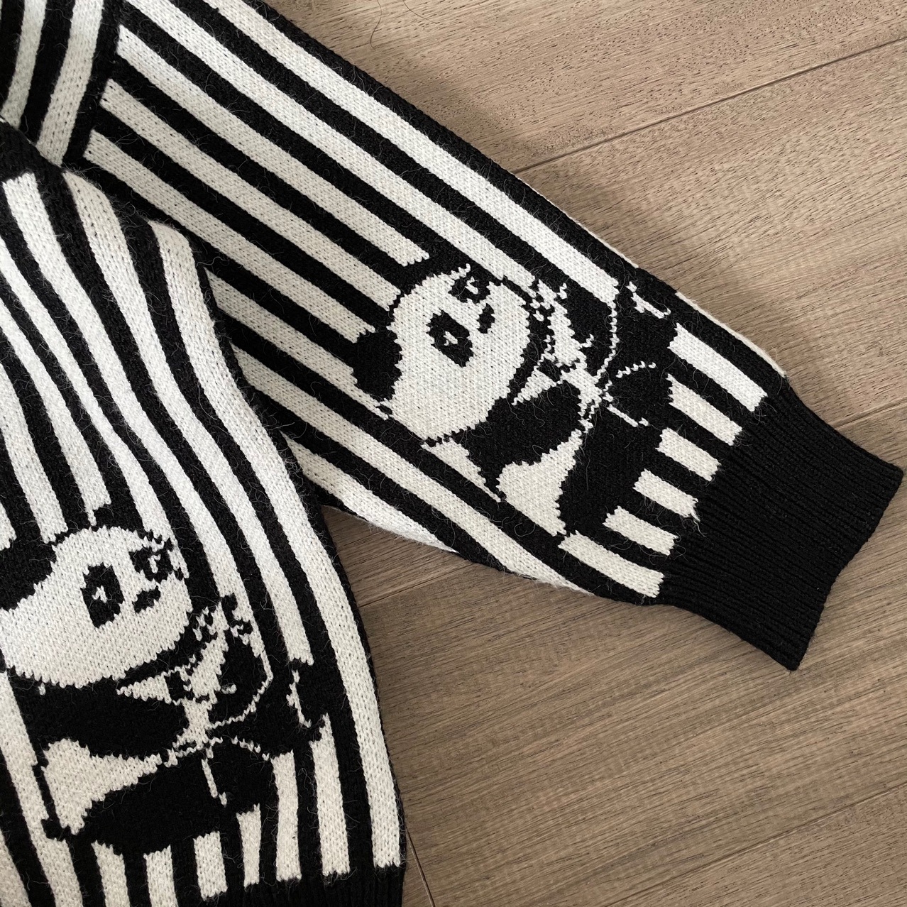 男童毛衣2021秋冬儿童熊猫毛衣宝宝可爱套头针织衫条纹毛衣中小童