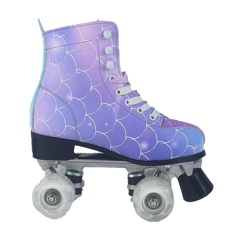 渐变色双排溜冰鞋成人四轮旱冰鞋男儿童初学滑冰旱冰场专用-阿里巴巴
