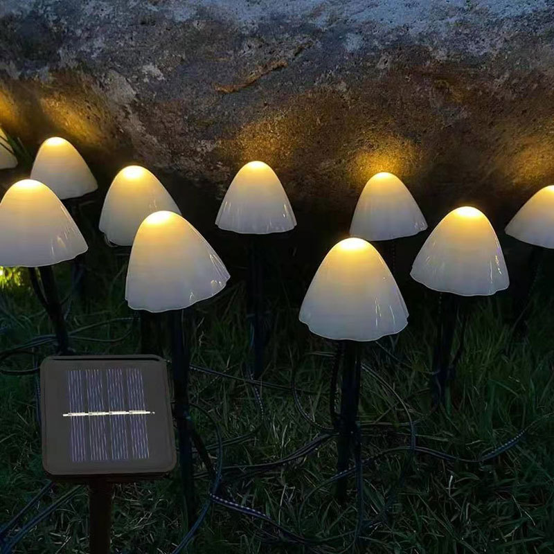 蘑菇灯串太阳能led彩灯户外庭院草坪节日装饰太阳能灯串蘑菇灯串