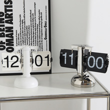 自动翻页时钟机械表桌面日历钟表创意摆件客厅玄关酒柜轻奢装饰品
