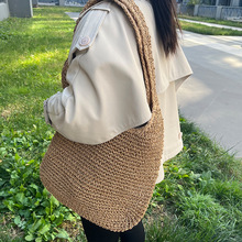 【95新】hermes爱马仕墨蓝色编织手柄菜篮子手提包女包专柜正品