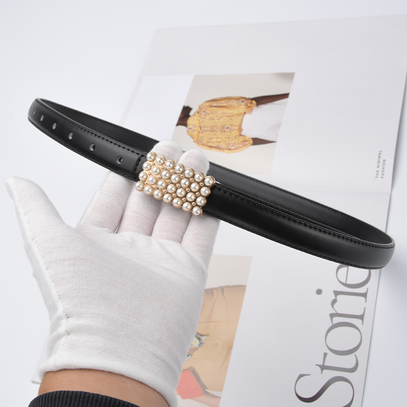 韩版珍珠饰品女腰带搭配连衣裙大衣女皮带时尚装饰西装牛仔裤带女