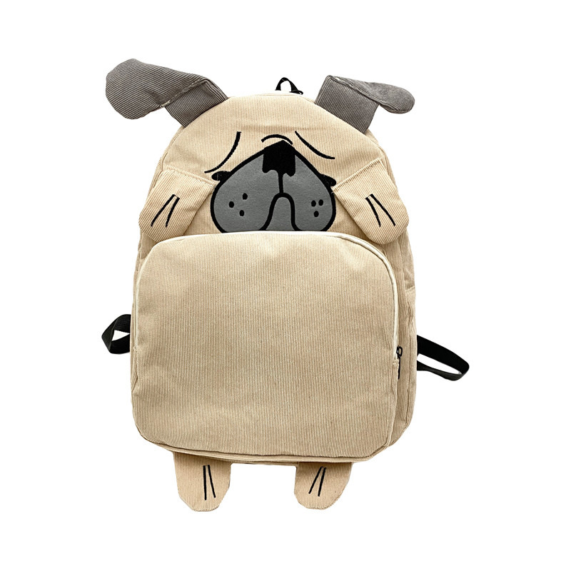 Factory Wholesale Japanese Funny Cartoon Animal Corduroy Backpack Cute Soft Girl Backpack Large Capacity Schoolbag