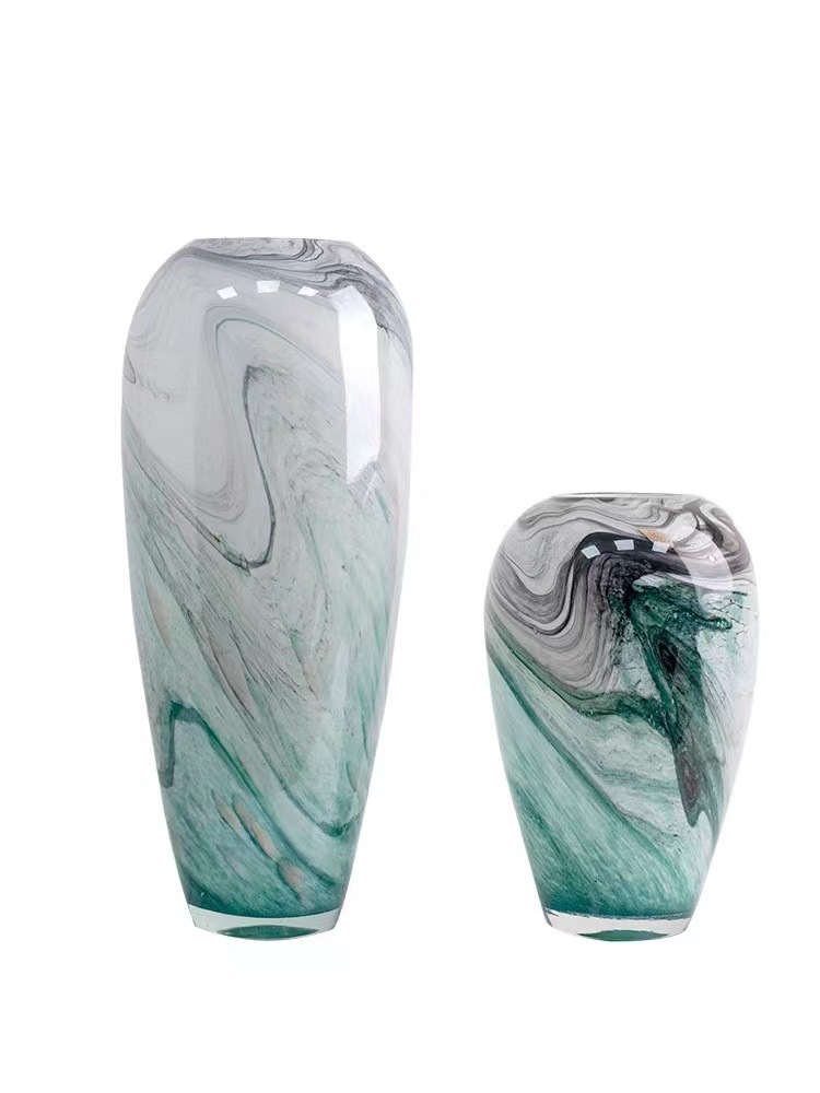 Light Luxury Colored Glaze Hydroponic Glass Vase American Model House Modern Creative Decorations Living Room Flower Arrangement Flower Decoration