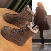 雪地靴女中筒冬季2025年新款加绒保暖侧拉链靴防水防滑女棉鞋子