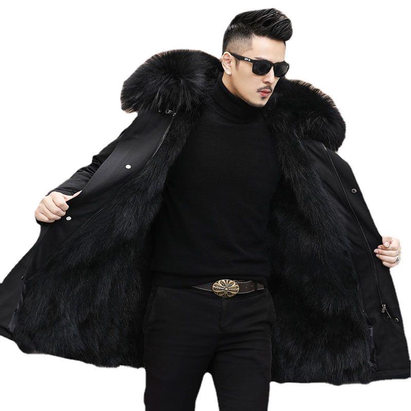 Parka 2023 New Men's Winter Dad Middle-Aged and Elderly Men's Coat Thickened Large Size Faux Fur Coat