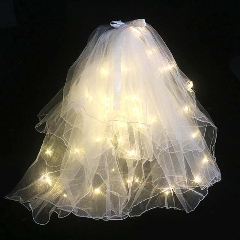 Veil with Light Flash Stall Luminous Veil Internet Famous Photo Taking Props Children's Organza Super Mori Trip Shoot License