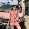 Lotus leaf Drawstring Frenum skirt summer 2021 new pattern Short sleeved Self cultivation Dress temperament Paige Lotus leaf Drawstring Frenum skirt summer 2021 new pattern Short sleeved Self cultivation Dress temperament Paige