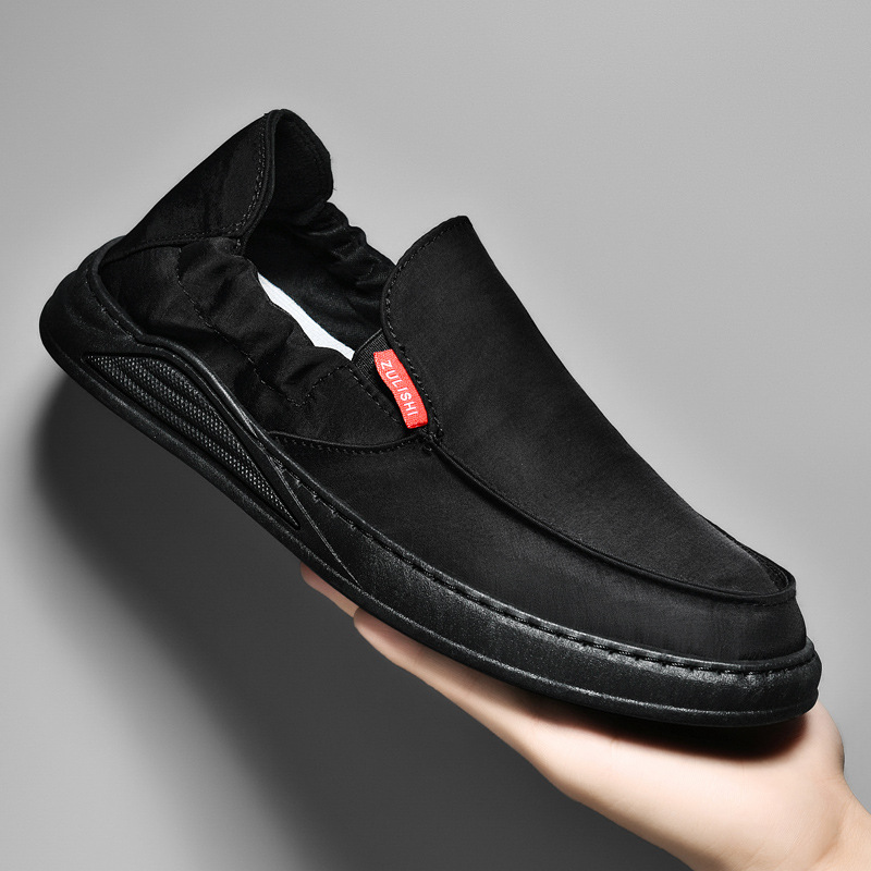 足力仕轻奢潮鞋瓦密夏季透气懒人鞋软底一脚蹬男鞋冰丝布鞋开车鞋