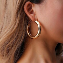 Personality 50 MM Big Gold Hoops Earrings Minimalist跨境专供