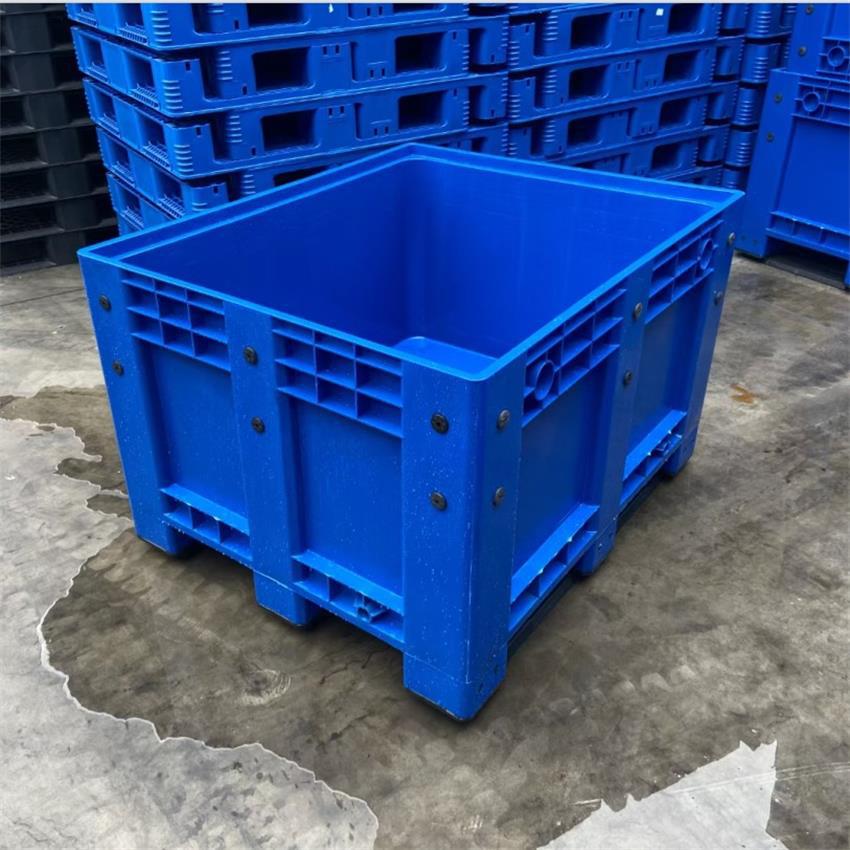 蓝色塑料围板箱叉车九脚托盘周转箱灰色黄色红色白色网格卡板箱