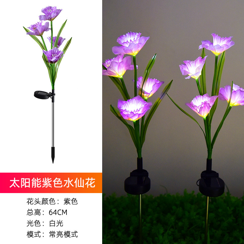 Outdoor Solar Festive Lantern Led Simulation Tulip Narcissus Lawn Lamp Garden Decoration Ground Lamp