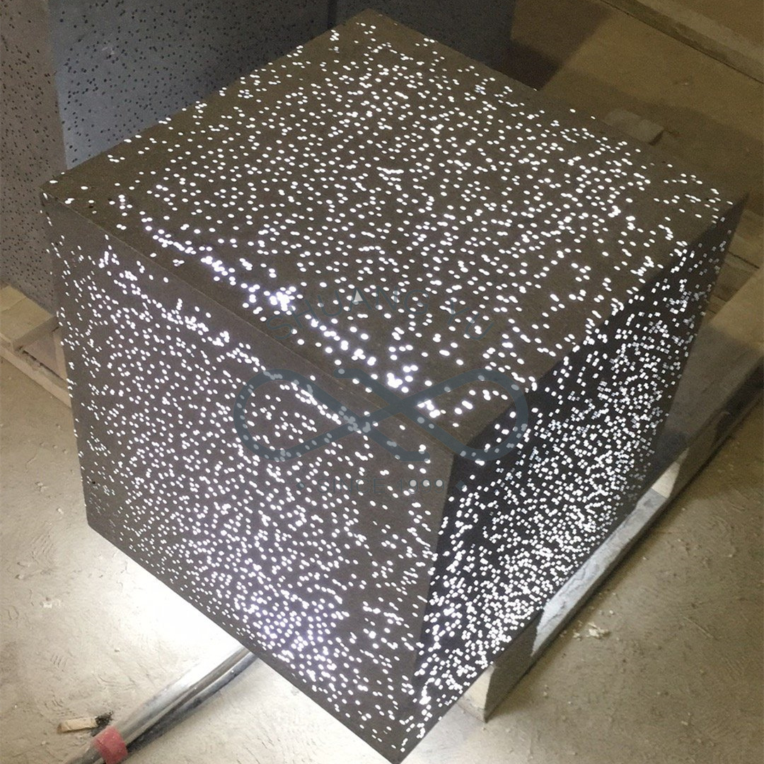 透光水泥坐凳 清水混凝土景观异型星空发光方凳 混凝土艺术制品