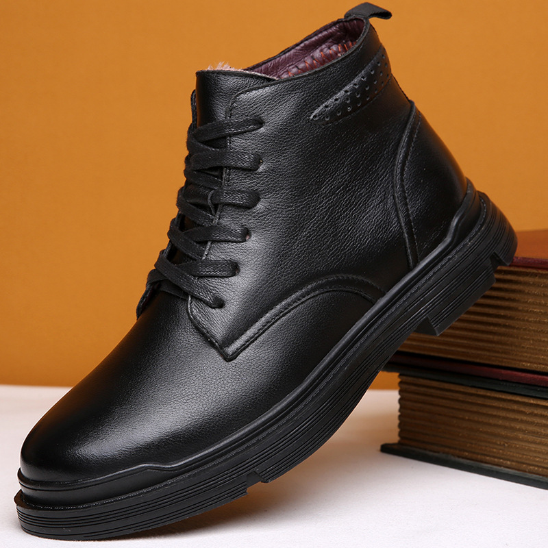 menshoes马丁靴秋鞋2024年新款男高帮靴子男士皮鞋内增高真皮百