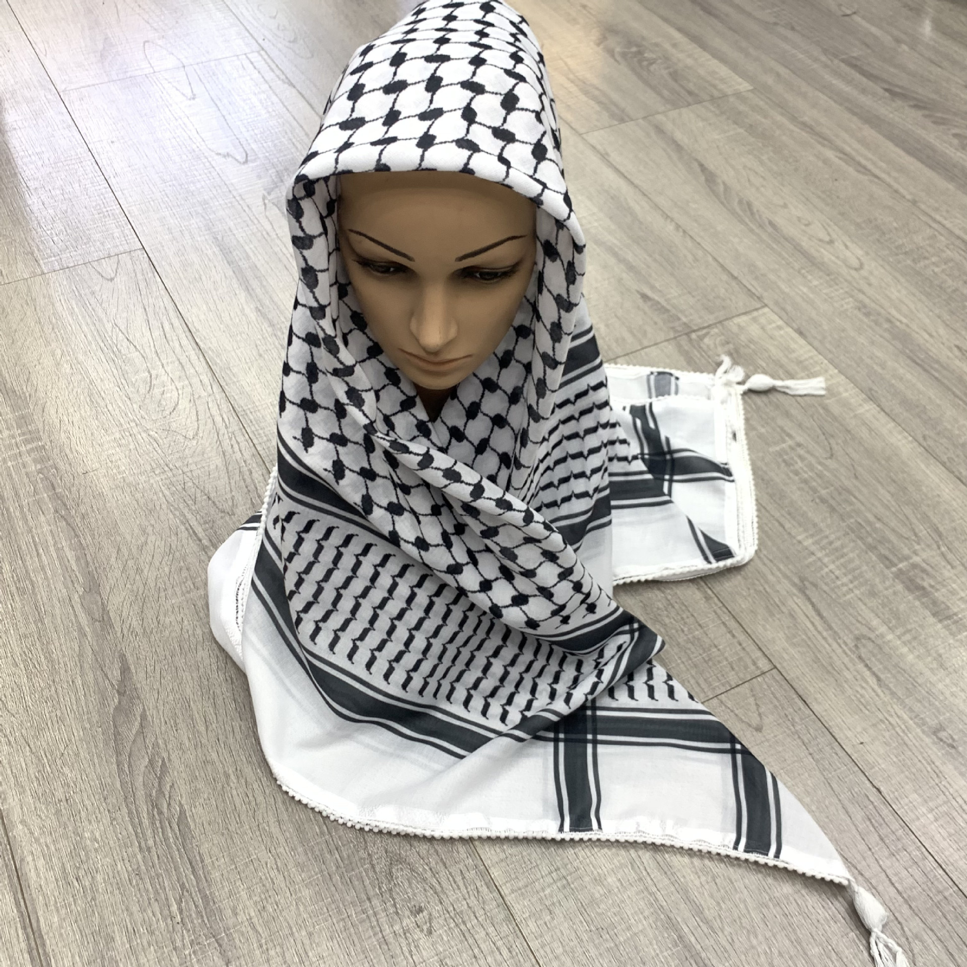 阿拉法特流苏围巾阿拉伯头巾巴勒斯坦中东男士头巾穆斯林民族服饰