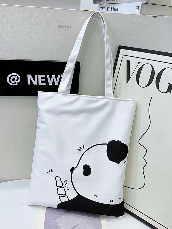 Canvas Bag Shoulder Bag Women's All-Match Simple and Fresh Artistic Handbag Korean Ins Cute Student Tuition Bag