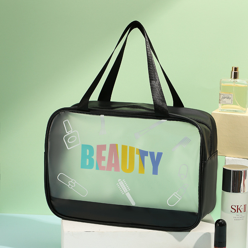 Cosmetic Bag Letter Design Pu Cosmetics Toiletries Storage Bag Travel Convenient Carry Wash Bag Wholesale